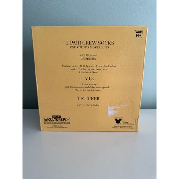 Disney Winnie the Pooh Sock in a Mug with Sticker Gift Set- New - Picture 2 of 3